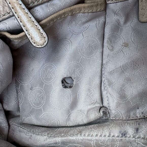 Michael Michael Kors Purse Leather Hobo Taupe Braided Chain Shoulder Bag - Picture 13 of 16